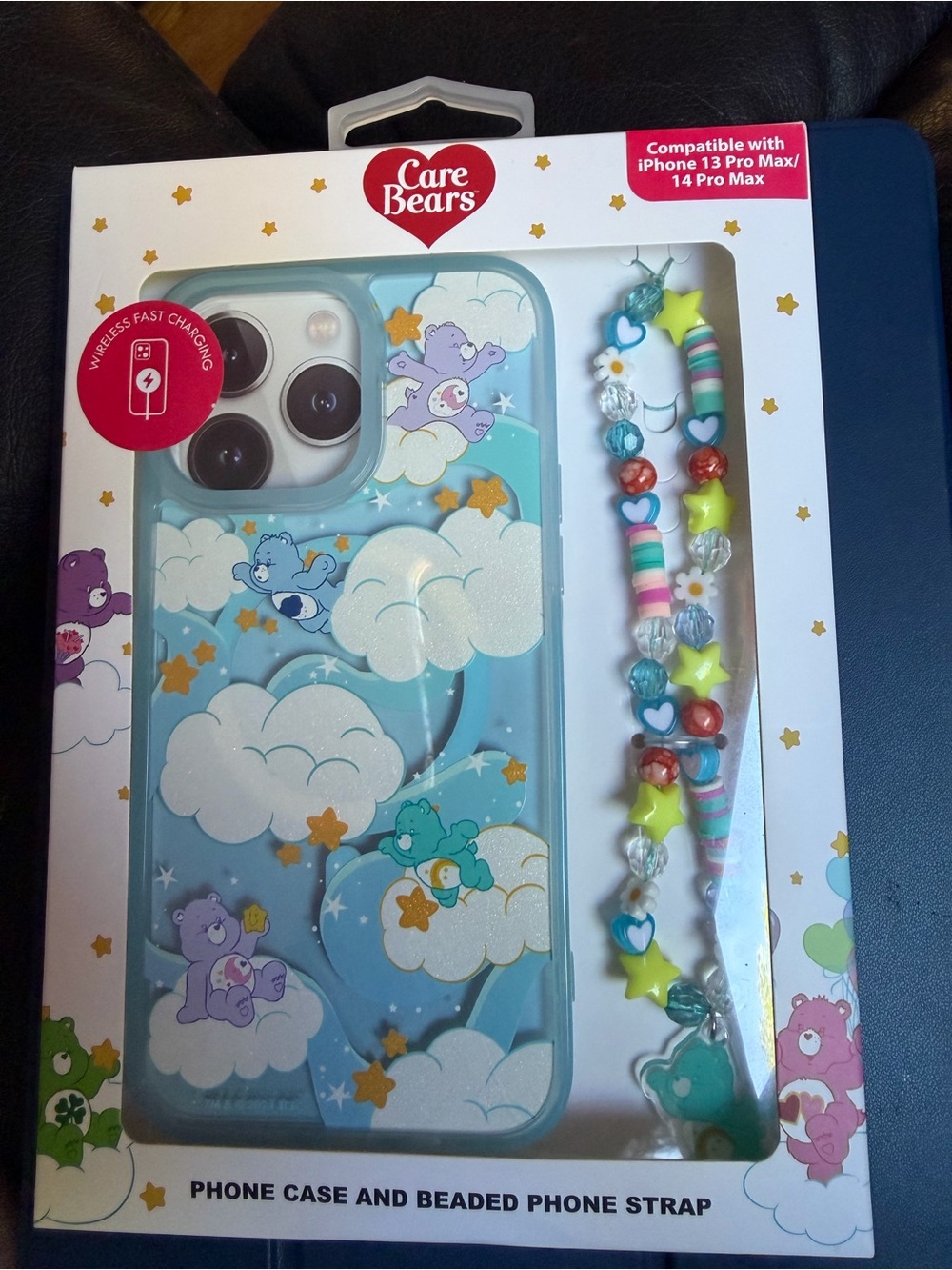 Care Bears Blue Cloud iPhone Case with Beaded Phone Strap